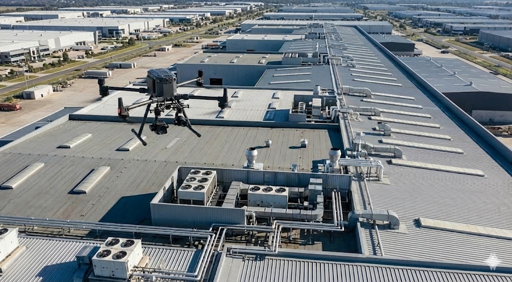 Drone inspection of industrial roof